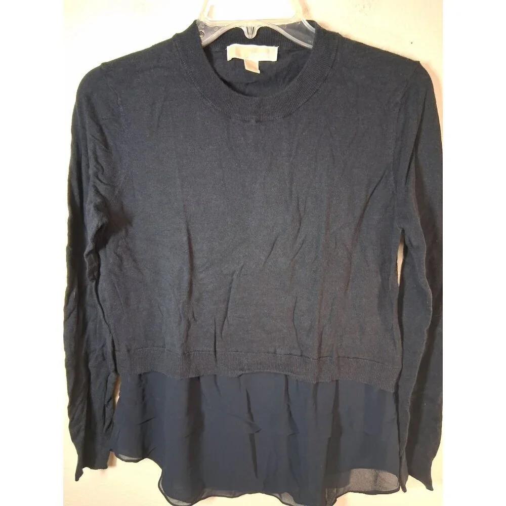 Michael Kors Knit Sweater Blouse Business Casual Boho Black Size Medium